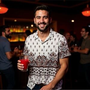 Salt/Earth Men's White and Brown Paisley Shirt